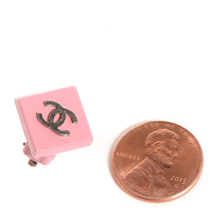 Chanel Square CC Clip On Earrings Pink 2 of 4