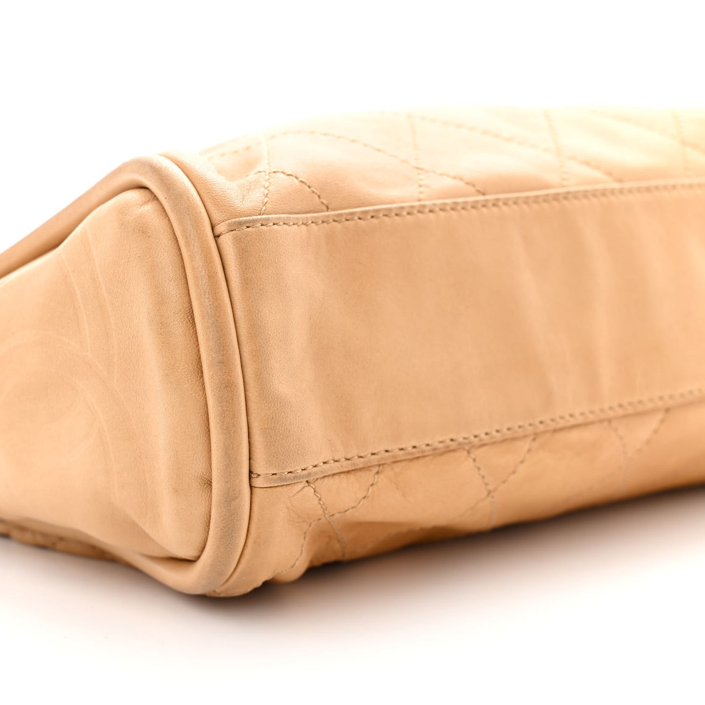 Lambskin Stitched Medium Ultimate Soft Tote Beige