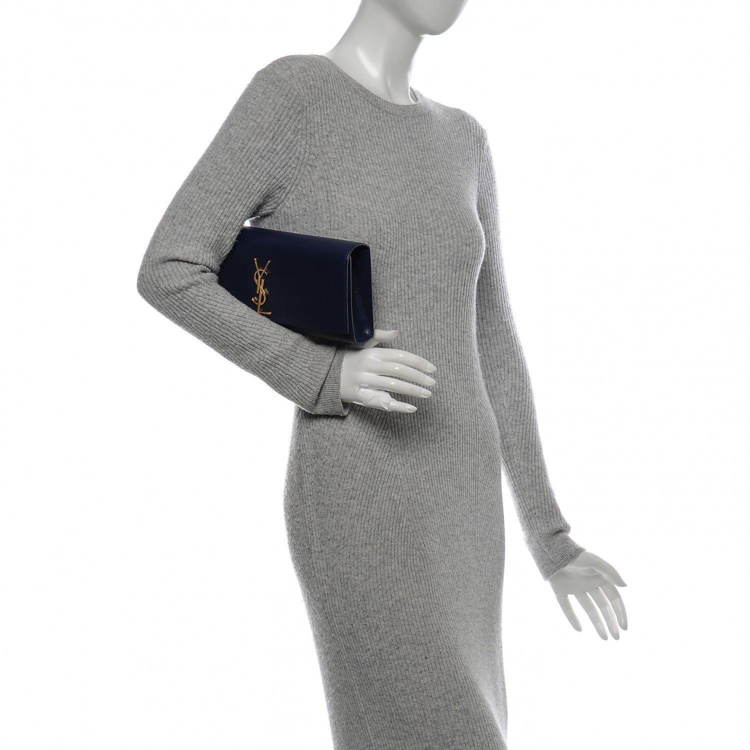 Saint Laurent Grain De Poudre Classic Kate Clutch Navy 2 of 6