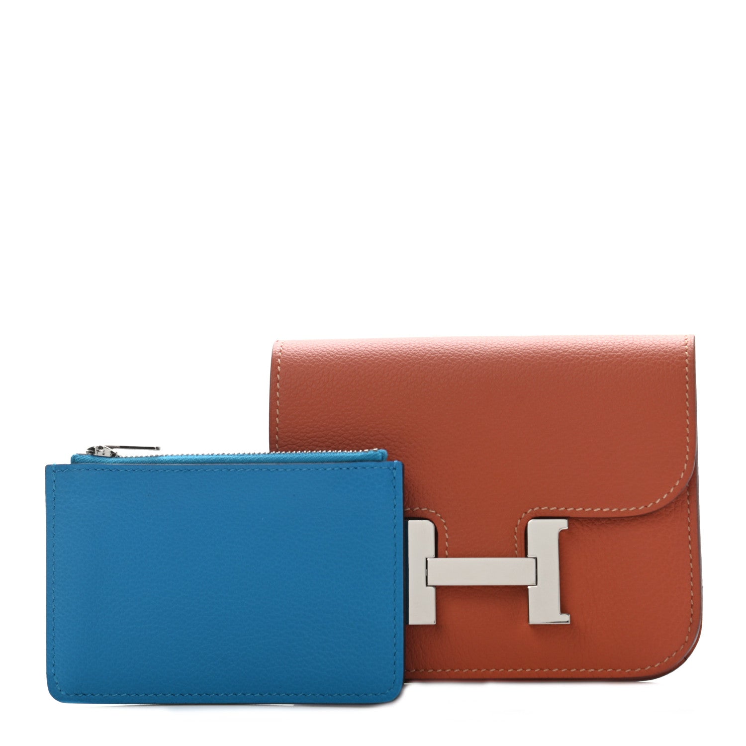 Hermes Evercolor Bi-Color Constance Slim Wallet Blush Bleu Frida 1 of 8