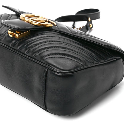 Gucci Calfskin Matelasse Small GG Marmont Shoulder Bag Black 12 of 13