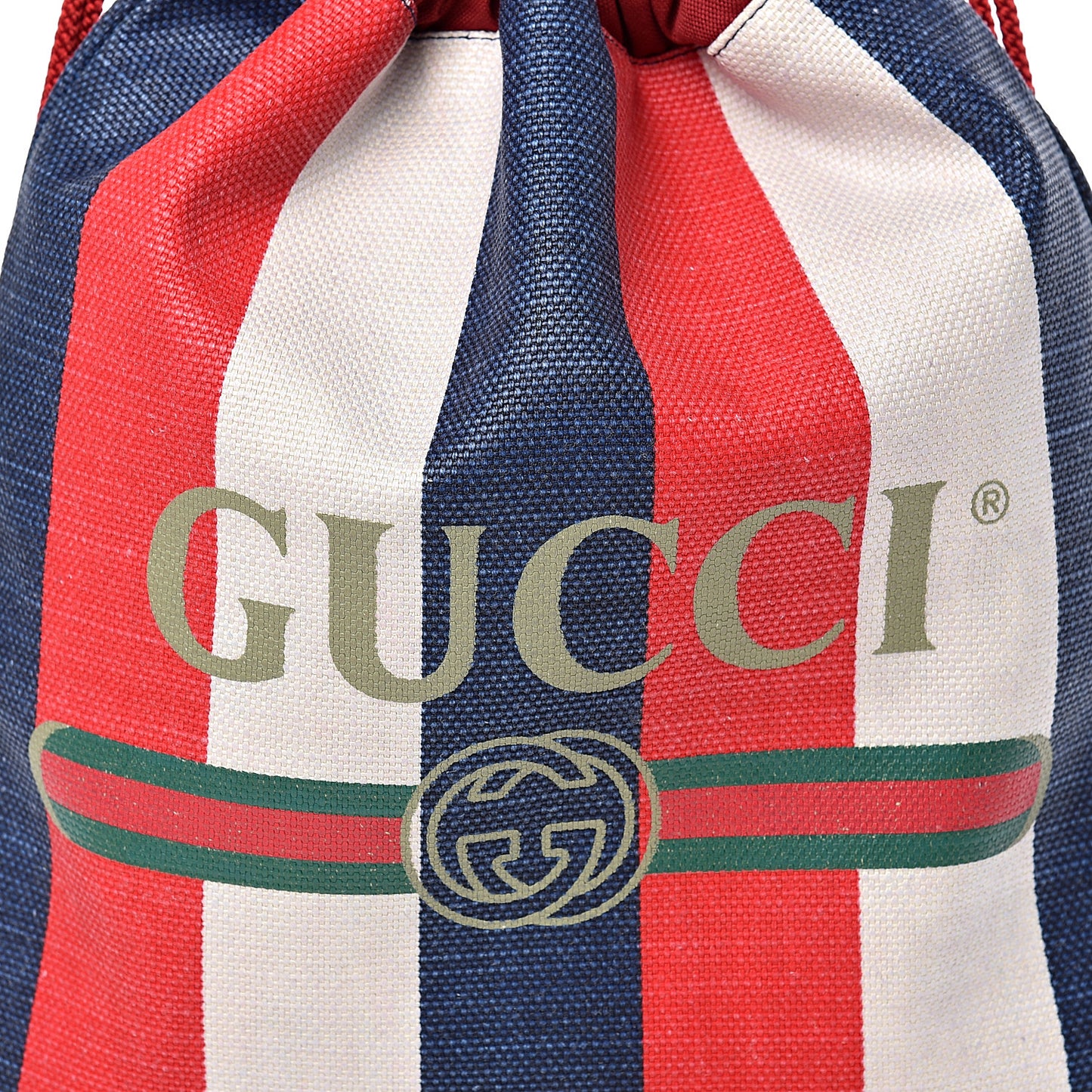 Canvas Logo Sylvie Stripe Drawstring Backpack Red