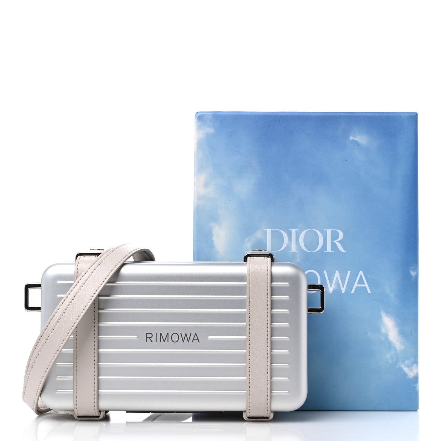 X RIMOWA Aluminum Personal Clutch On Strap Silver