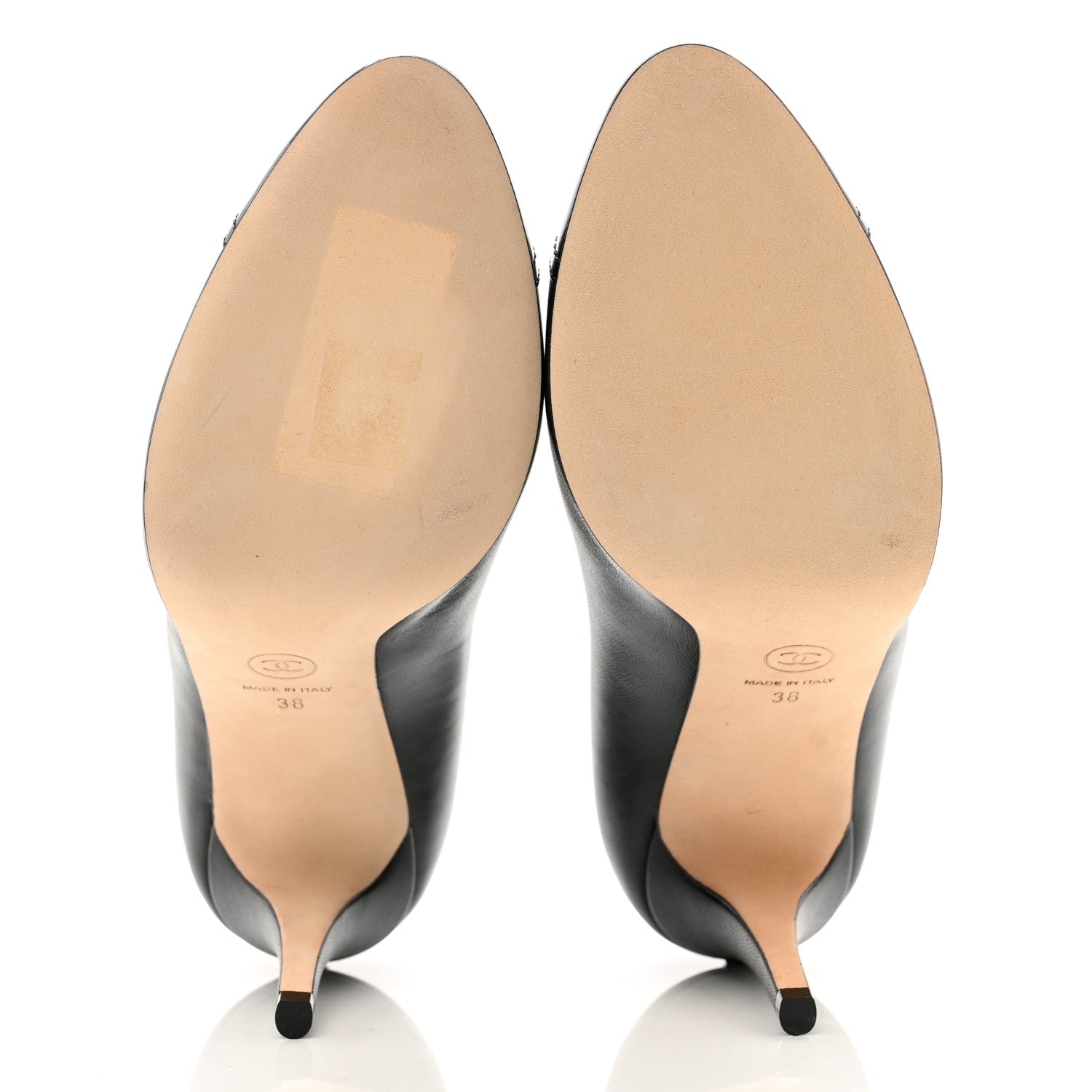 Chanel Lambskin Patent Calfskin Cap Toe CC Pumps 38 Black 5 of 9