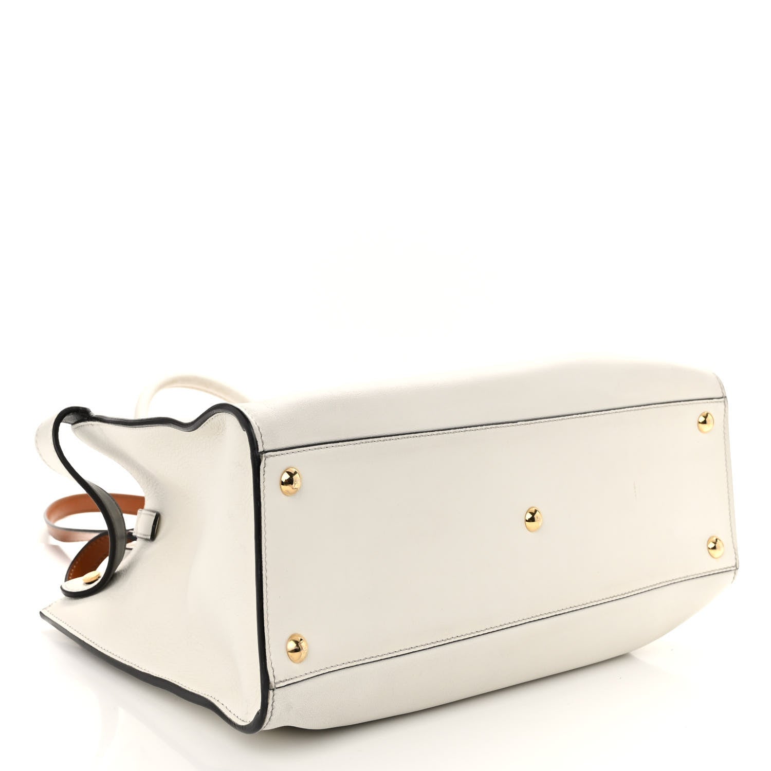 Fendi Vitello Seta Century Small Peekaboo X-Tote White Brandy 4 of 11