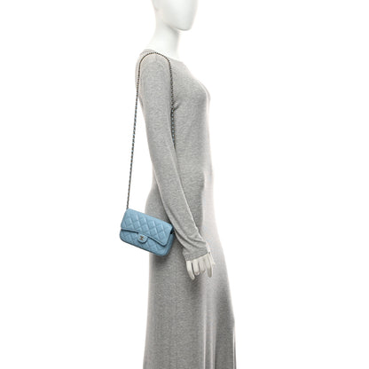 Chanel Caviar Quilted Flap Phone Holder With Chain Light Blue 2 of 12
