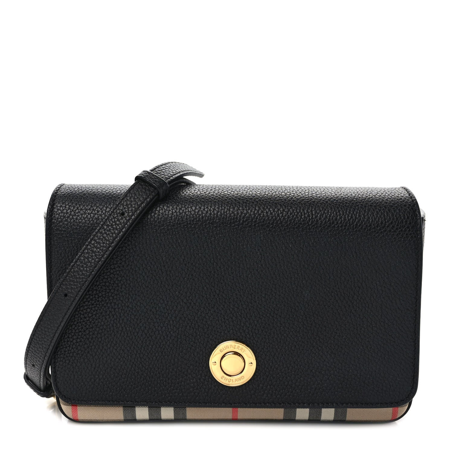 Burberry Grainy Calfskin Vintage Check Hampshire Crossbody Black 1 of 9