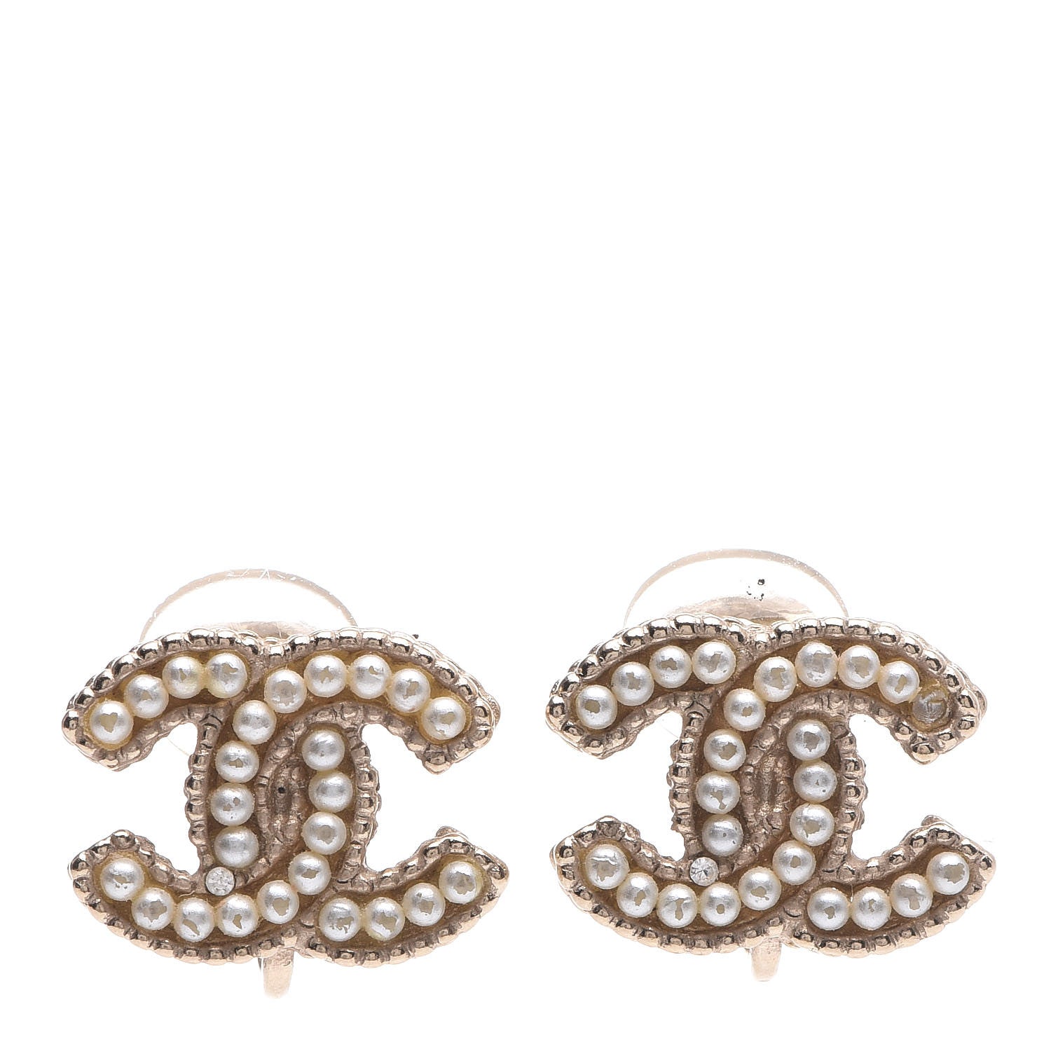 Chanel Pearl CC Clip On Earrings Light Gold 1 of 5