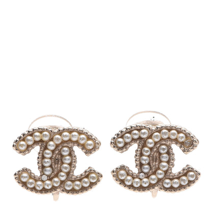 Chanel Pearl CC Clip On Earrings Light Gold 1 of 5