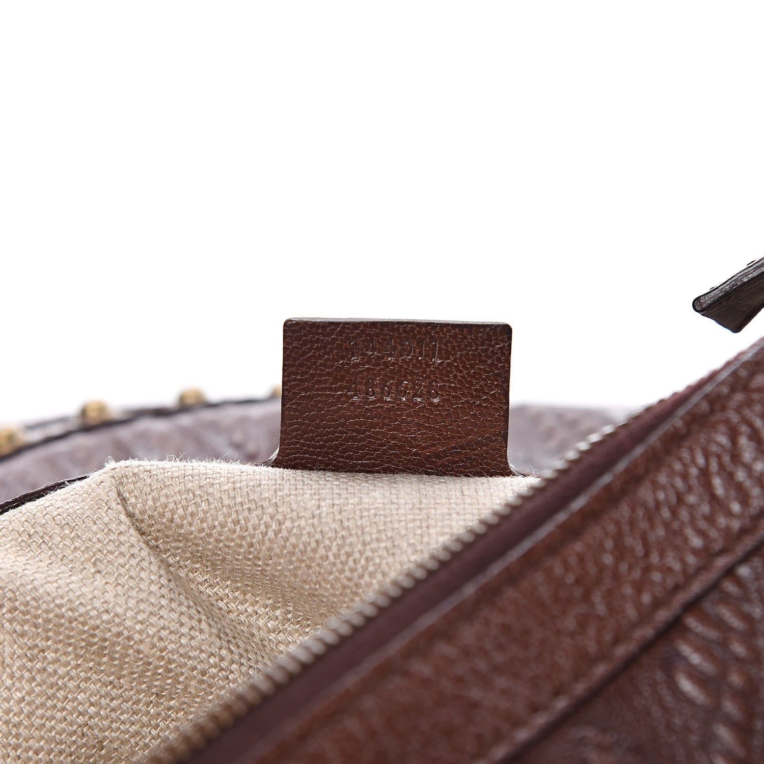 Gucci Calfskin Embossed Studded Pelham Messenger Bag Dark Brown 7 of 9
