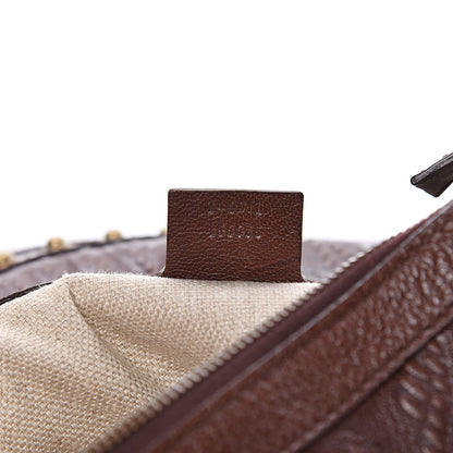 Gucci Calfskin Embossed Studded Pelham Messenger Bag Dark Brown 7 of 9