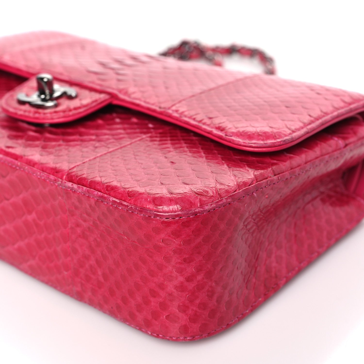 Chanel Snakeskin Medium Double Flap Pink 10 of 12