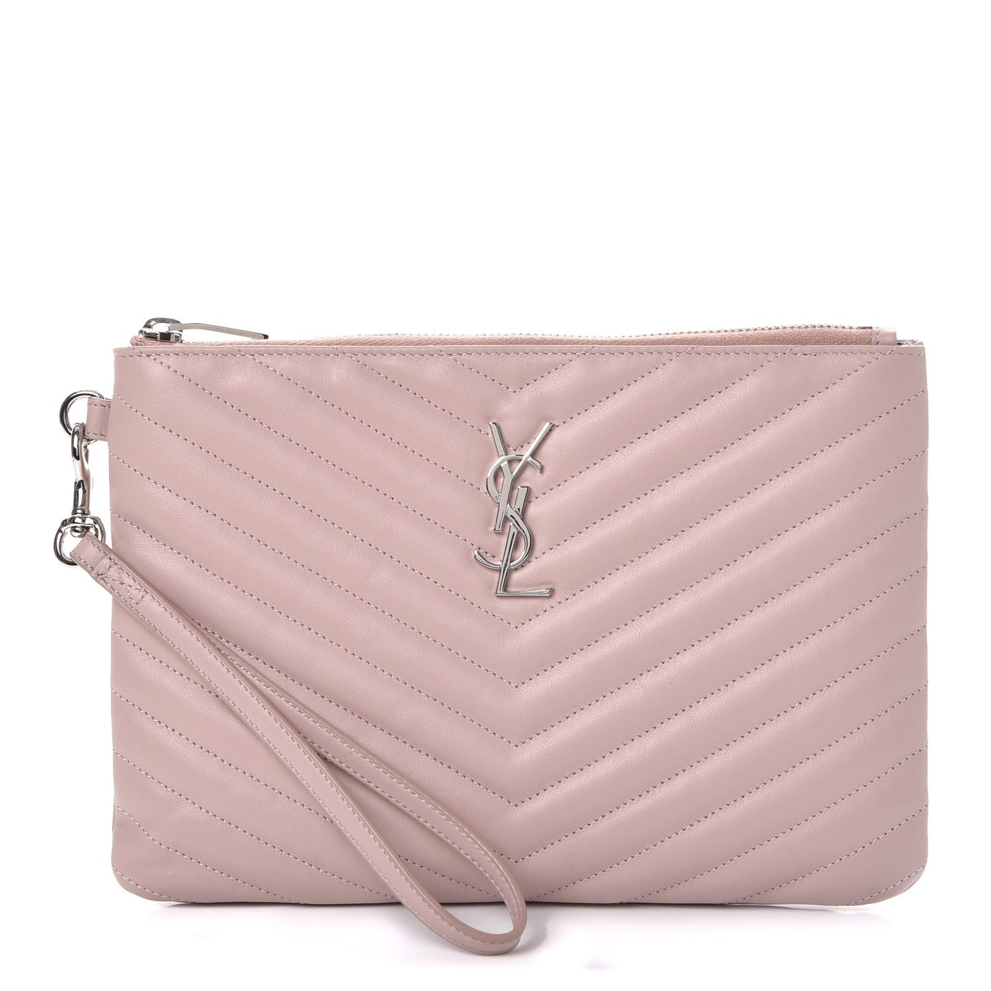 Calfskin Matelasse Chevron Monogram A5 Wristlet Rose Poudre