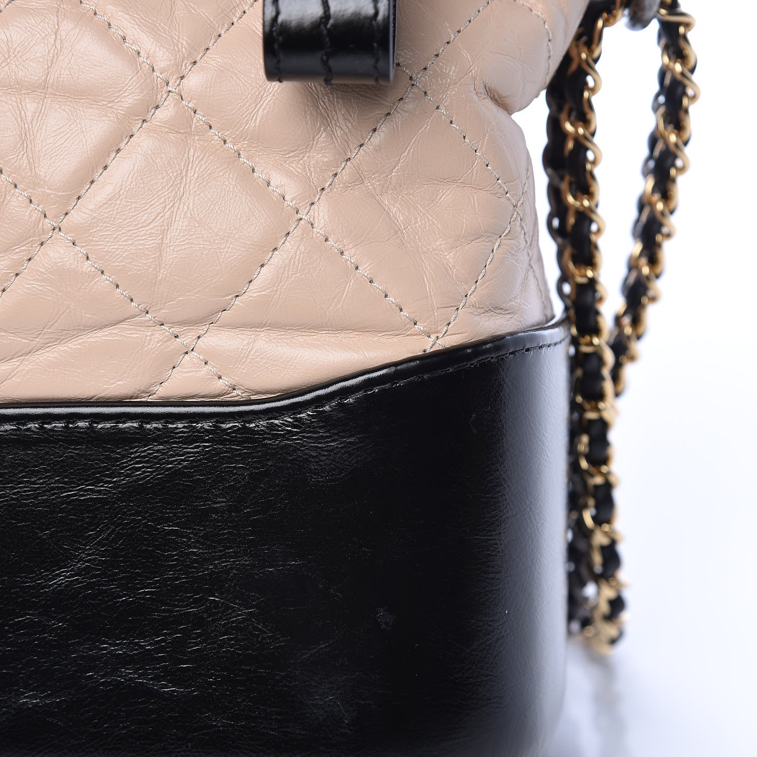 Chanel Aged Calfskin Quilted Medium Gabrielle Hobo Beige Black 13 of 14