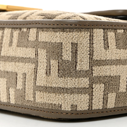 Fendi Chenille Vitello Seta FF Embroidered Baguette Tortora 10 of 12