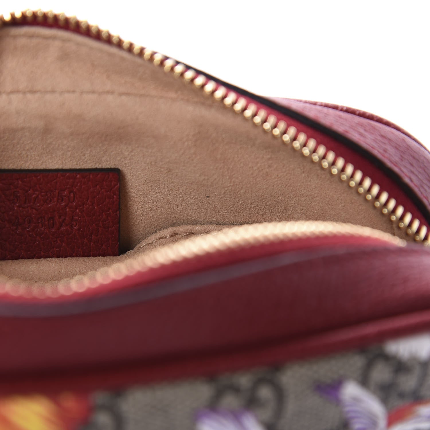Gucci GG Supreme Monogram Flora Web Mini Ophidia Shoulder Bag Red 9 of 10