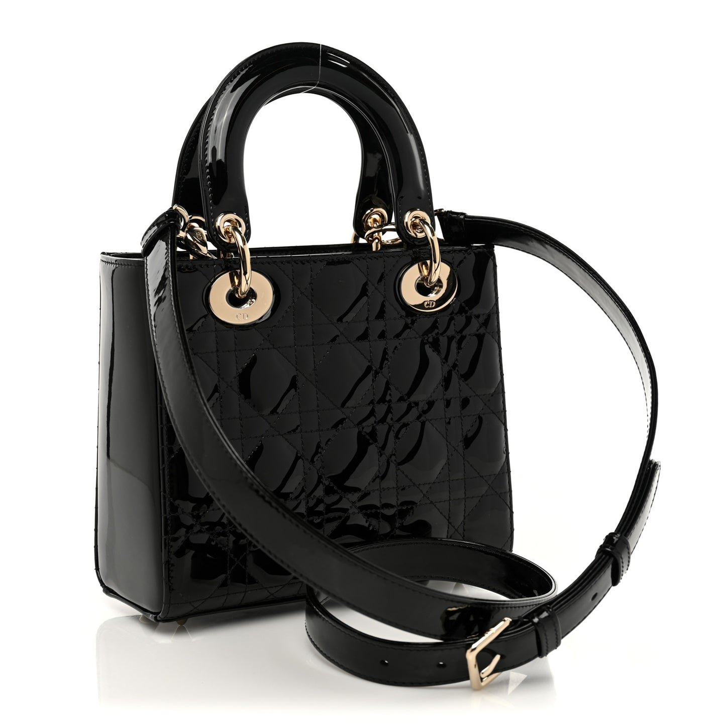 Patent Cannage Small Lady Dior Black