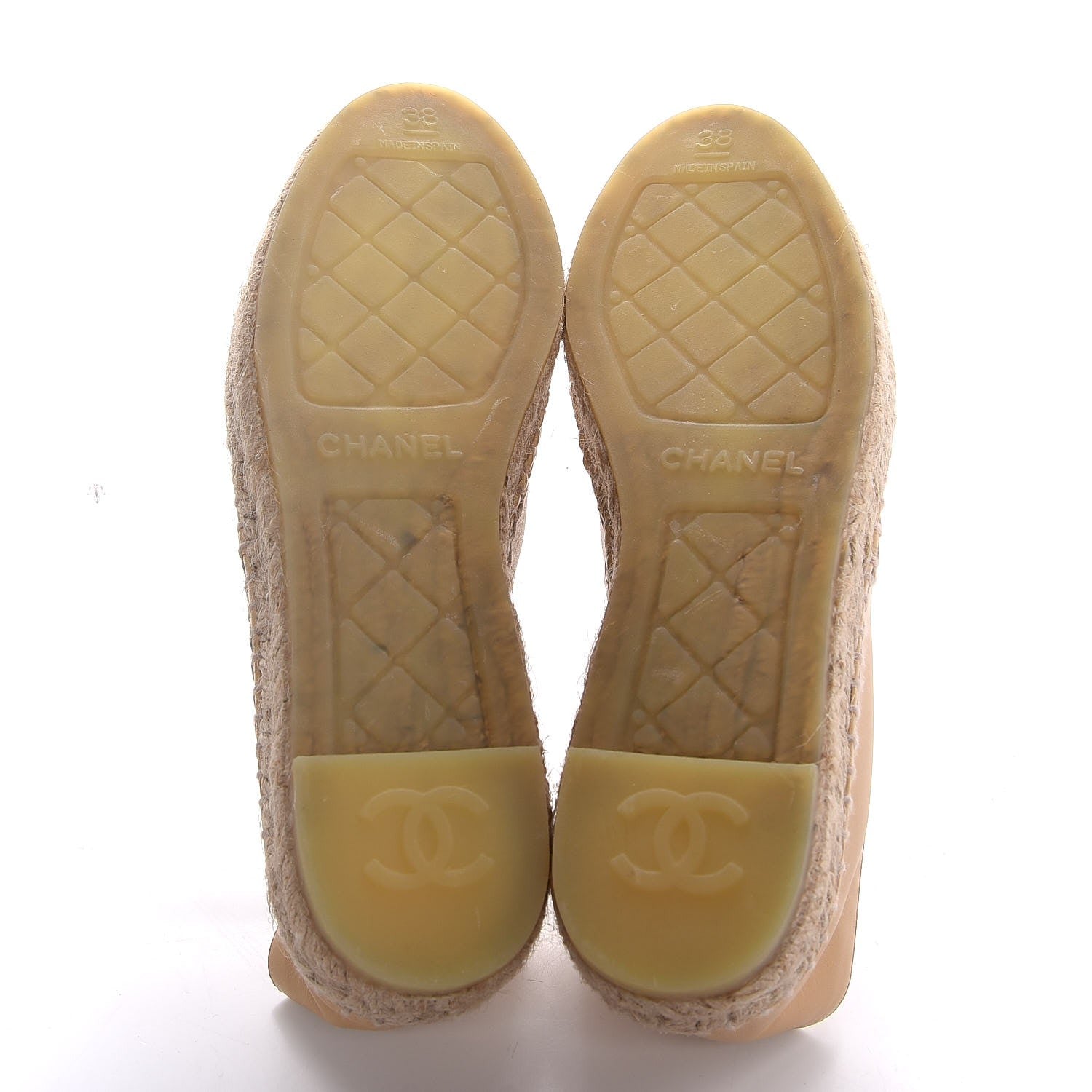 Chanel Lambskin CC Espadrilles 38 Beige Black 5 of 8