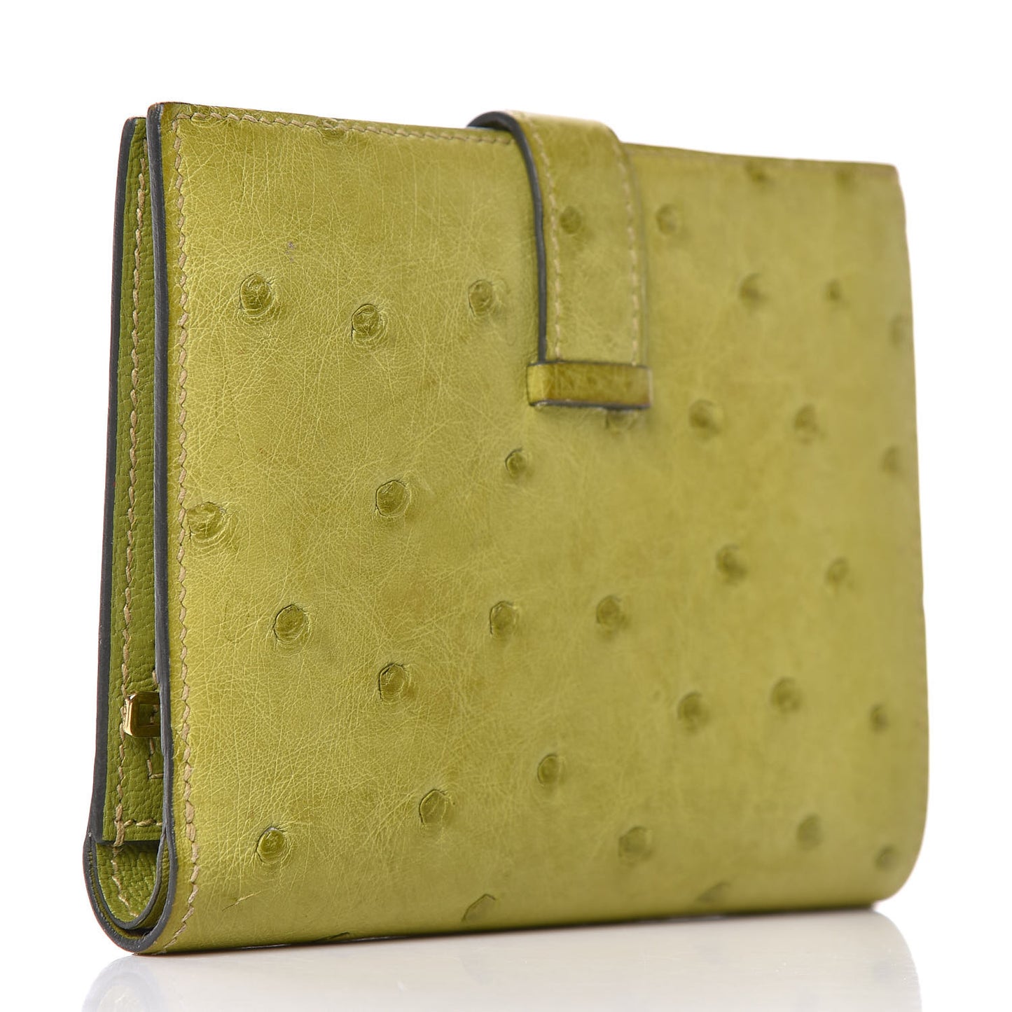 Ostrich Bearn Compact Wallet Vert Anis
