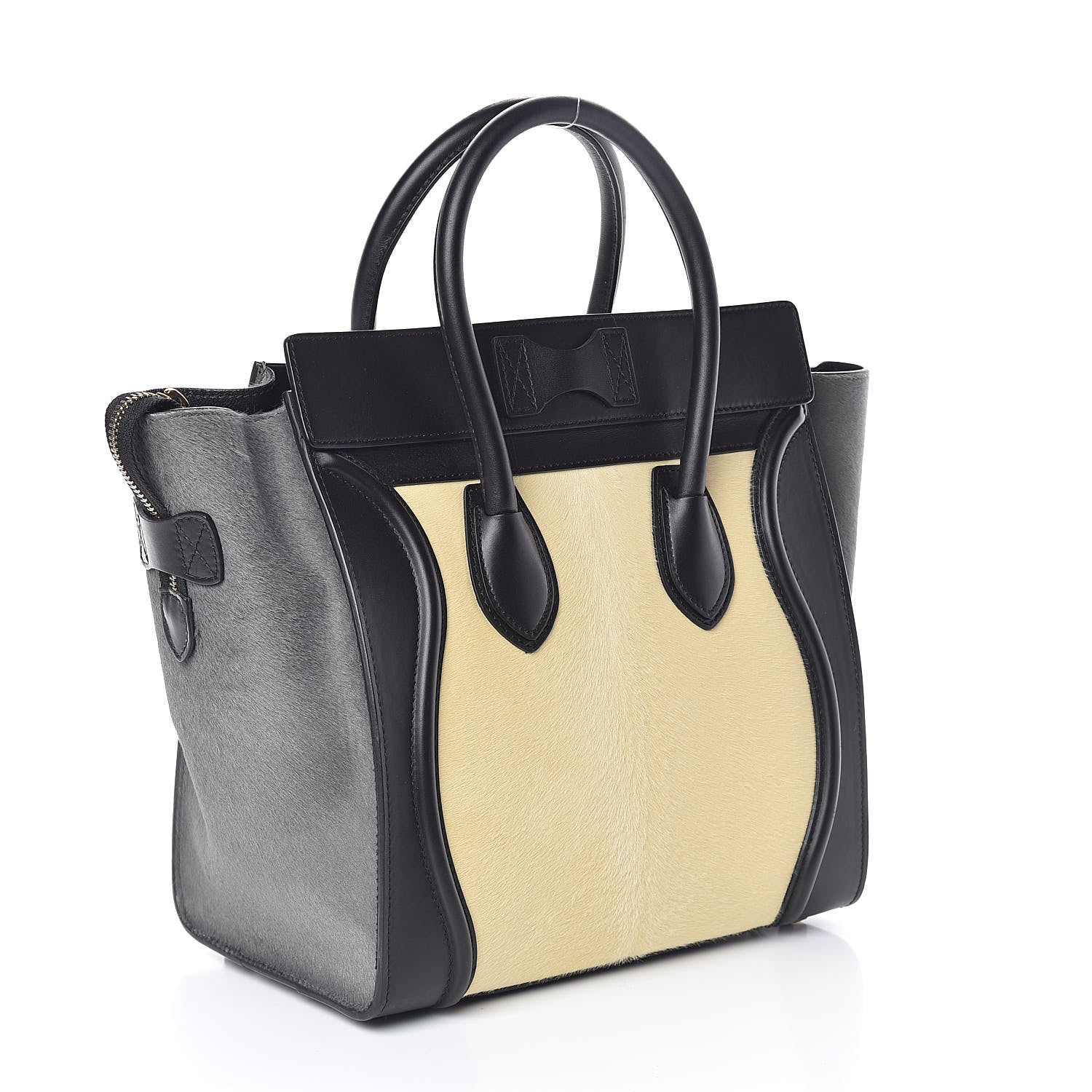 Celine Pony Hair Mini Tri-Color Luggage in Light Yellow 3 of 9