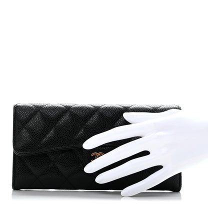 Chanel Caviar Quilted Large Gusset Flap Wallet Black 2 of 11