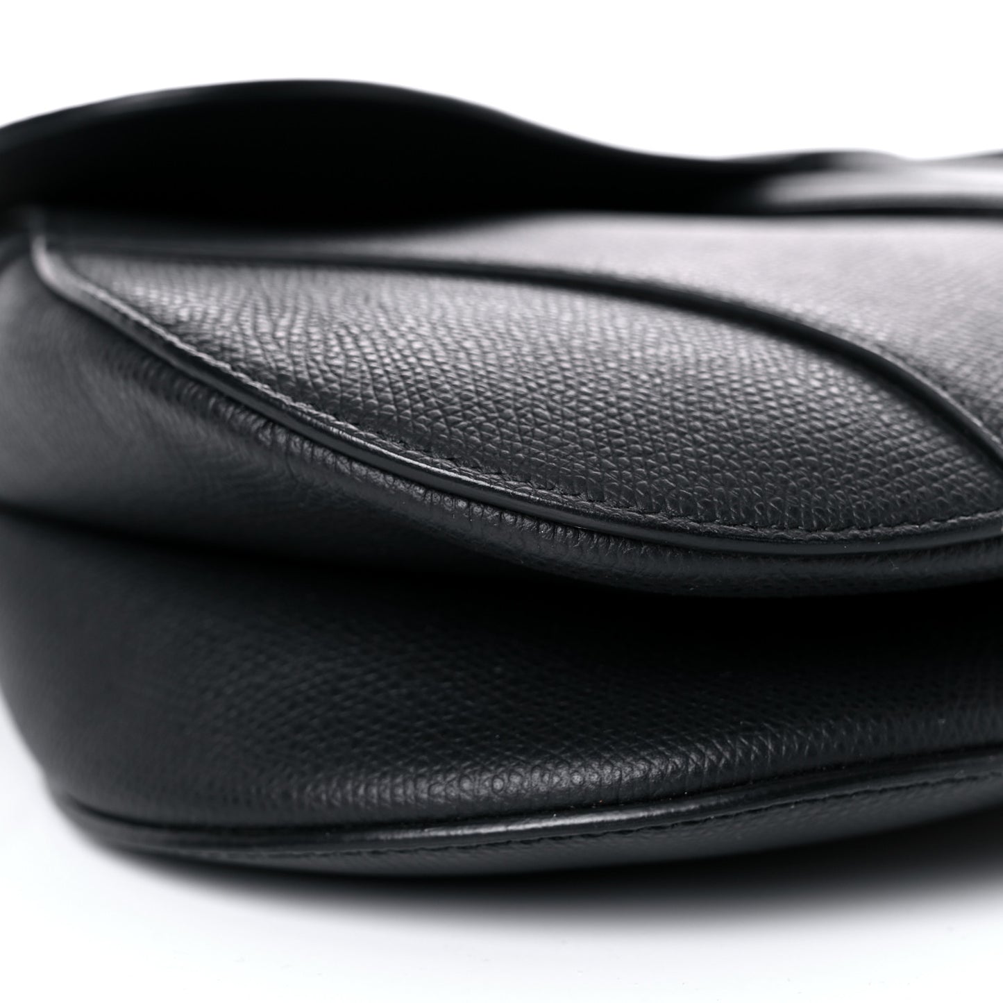 Grained Calfskin Saddle Bag Black