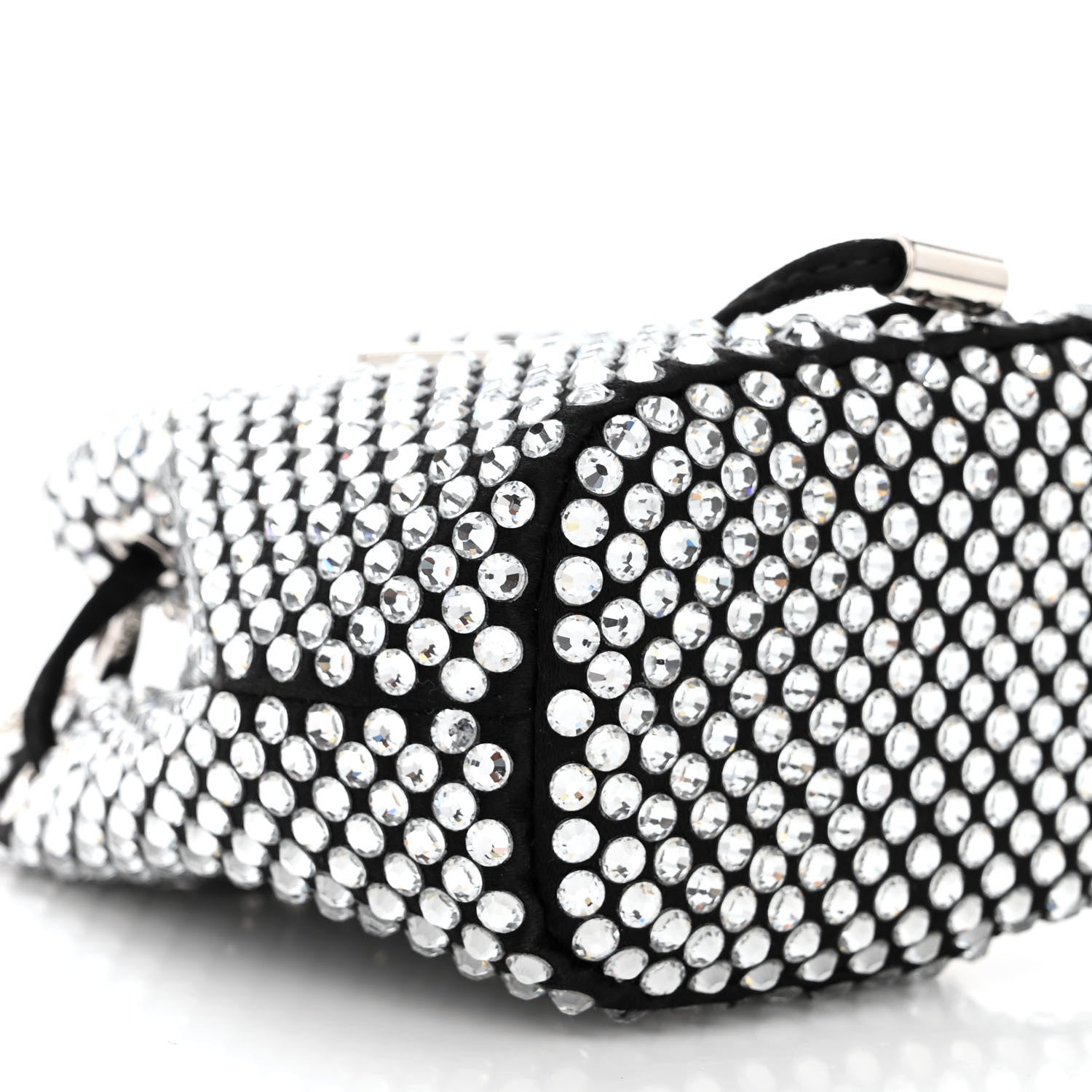 Prada Satin Crystal Metal Triangle Logo Mini Drawcord Pouch Shoulder Bag Cristal 10 of 12