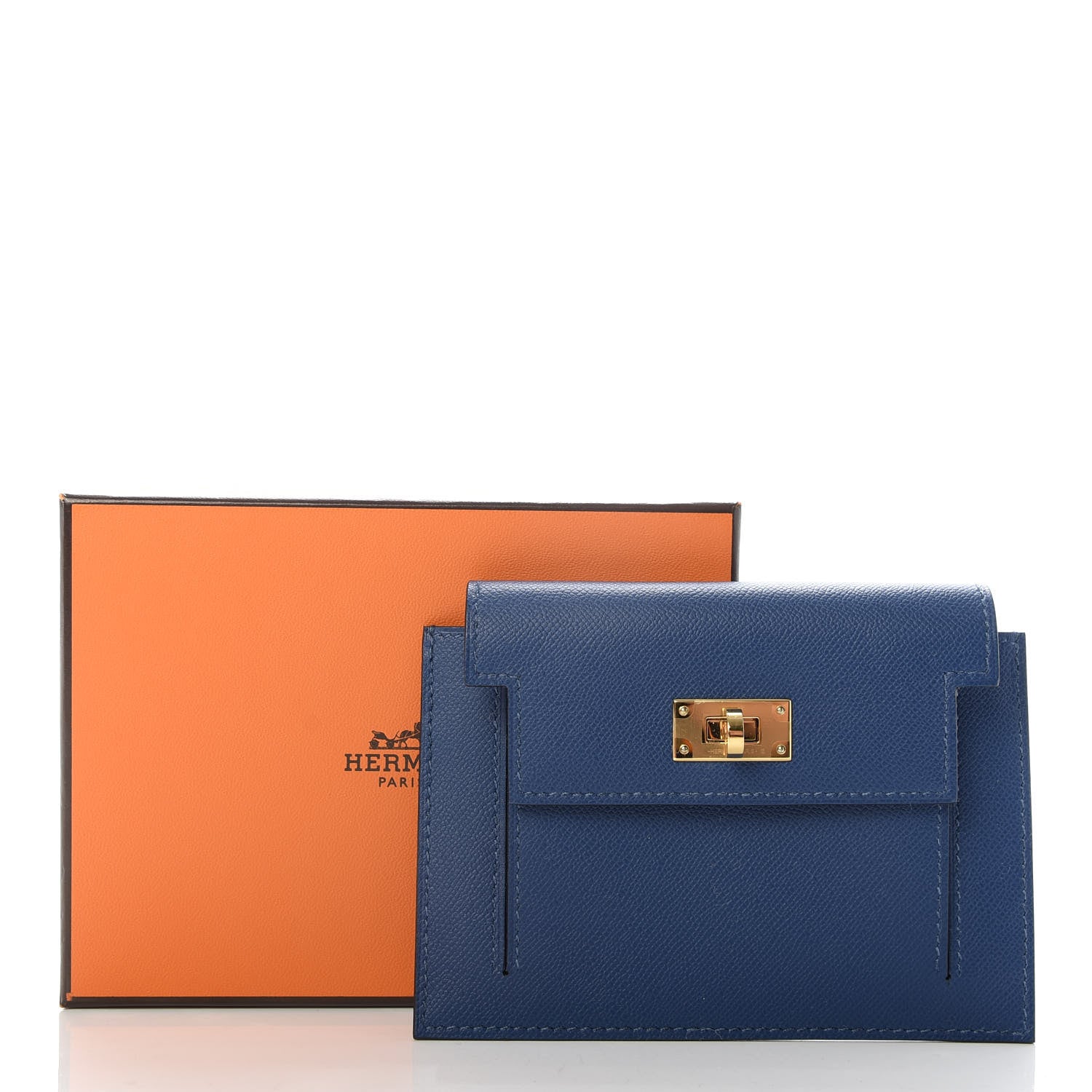 Hermes Madame Calfskin Kelly Pocket Compact Wallet Deep Bleu 7 of 7