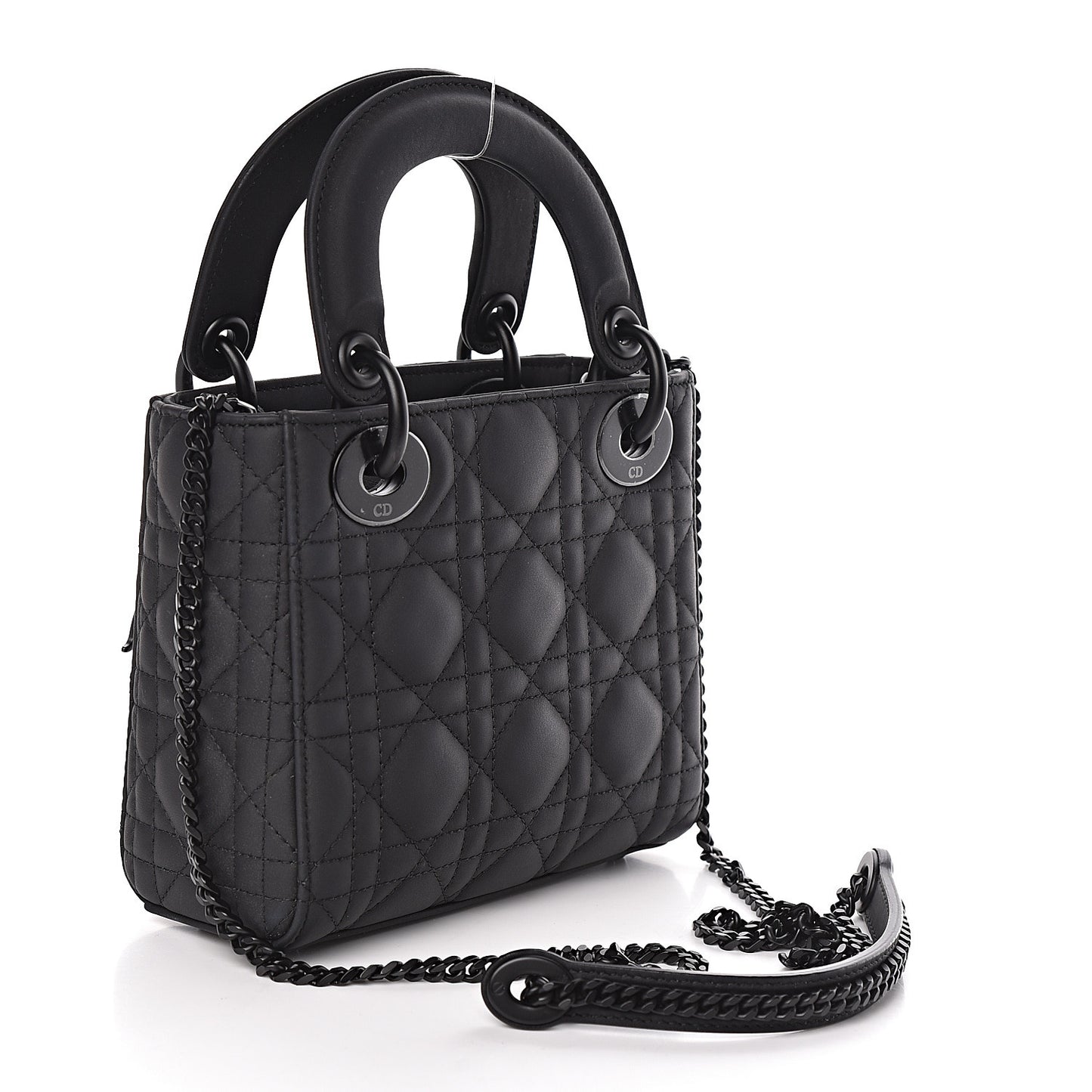 Ultra Matte Calfskin Cannage Mini Lady Dior Black