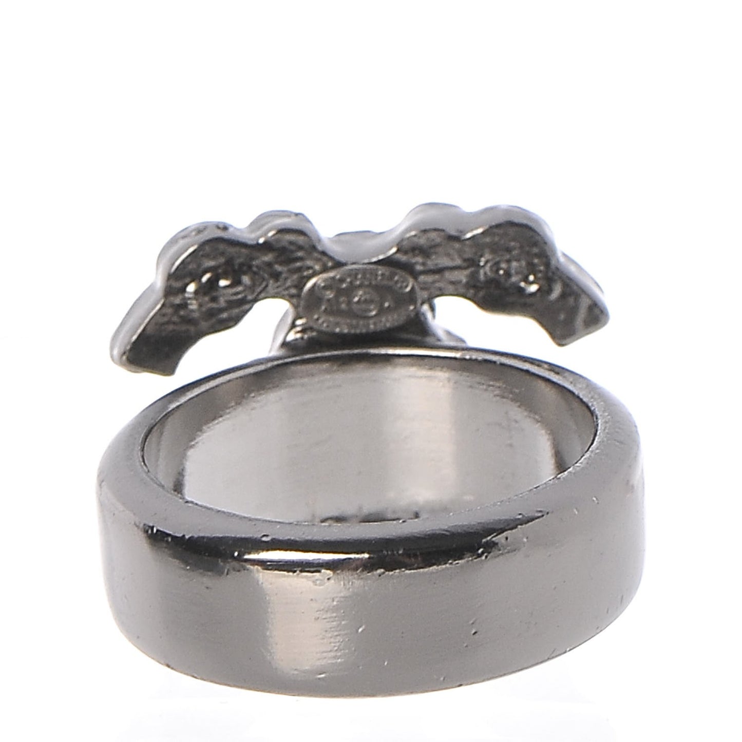 Ruthenium Crystal CC Logo Ring 6
