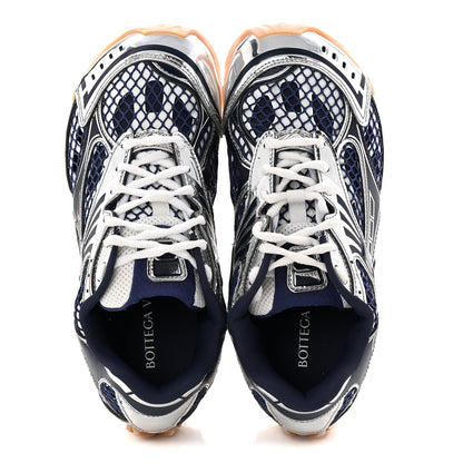 Bottega Veneta Calfskin Fishnet Fabric Orbit Sneakers 39 Navy Silver 2 of 9