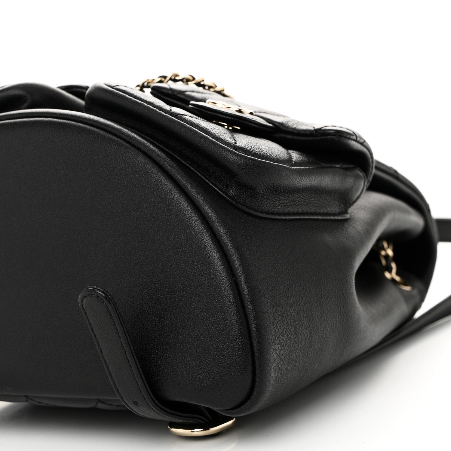 Chanel Calfskin Quilted Medium Duma Pockets Drawstring Backpack Black 10 of 10