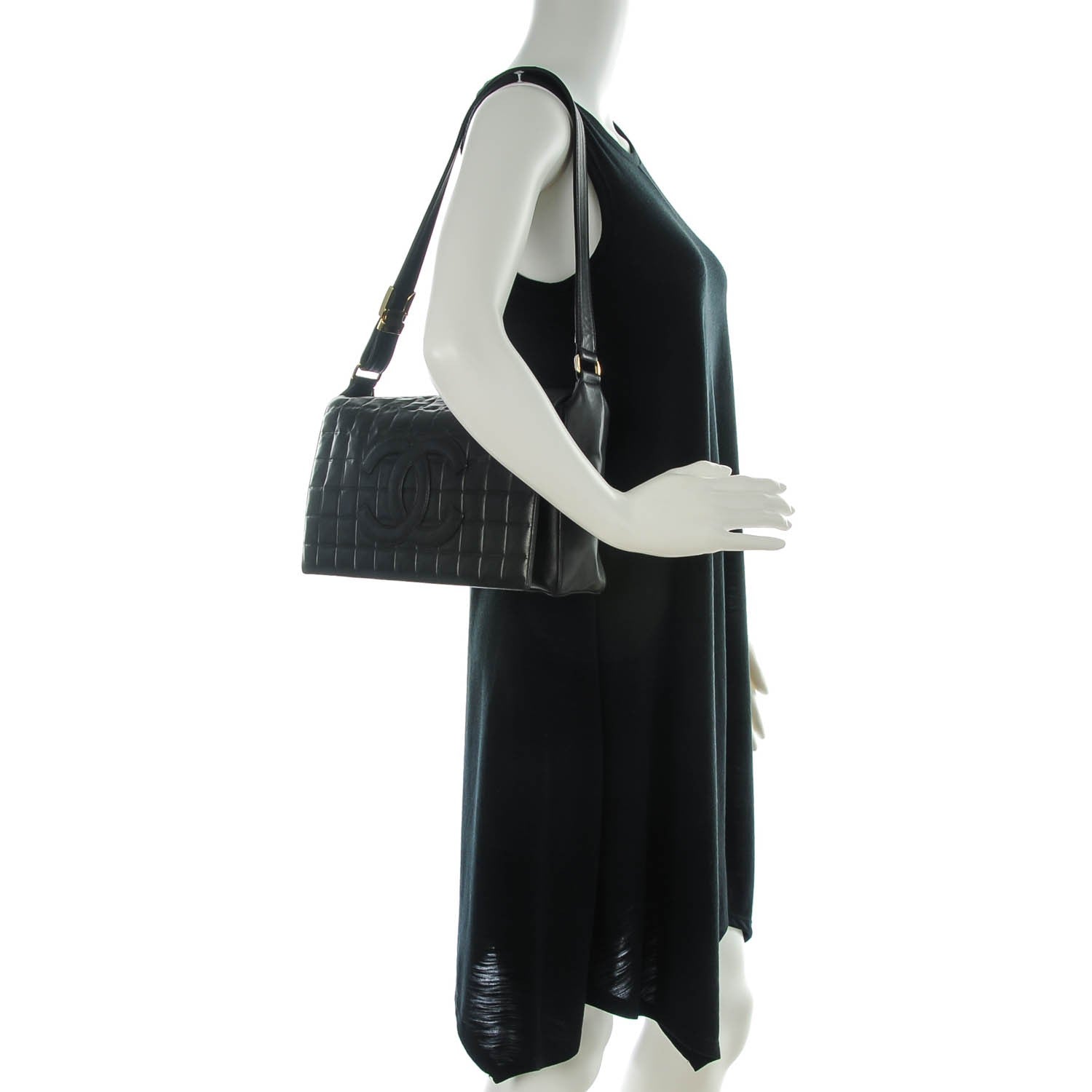 Chanel Lambskin Quilted CC Chocolate Bar Flap Black 2 of 7