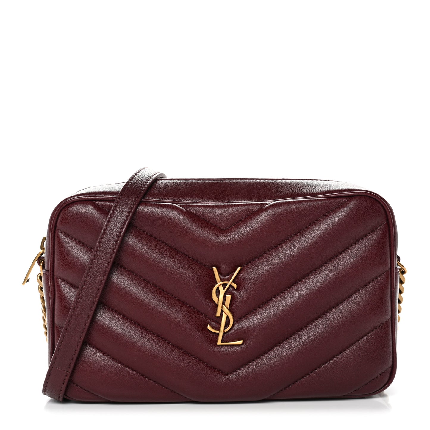 Lambskin Chevron Quilted Medium Loulou Camera Bag  Rouge Cabernet