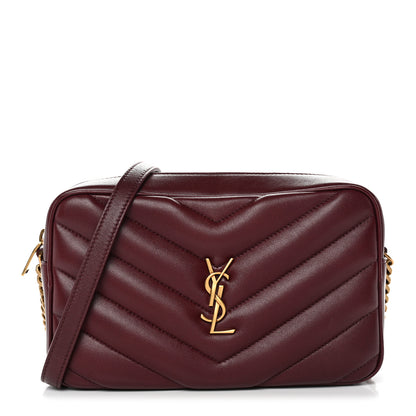 Saint Laurent Lambskin Chevron Quilted Medium Loulou Camera Bag  Rouge Cabernet 1 of 12