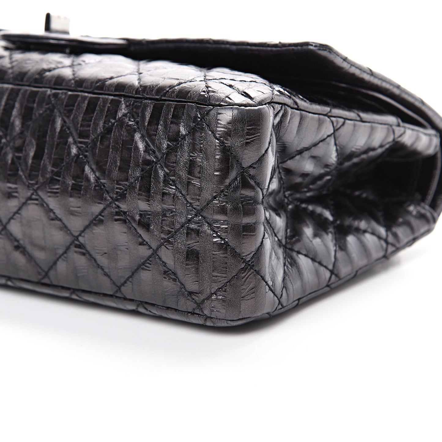 Metallic Calfskin Striped 2.55 Reissue 226 Flap Black