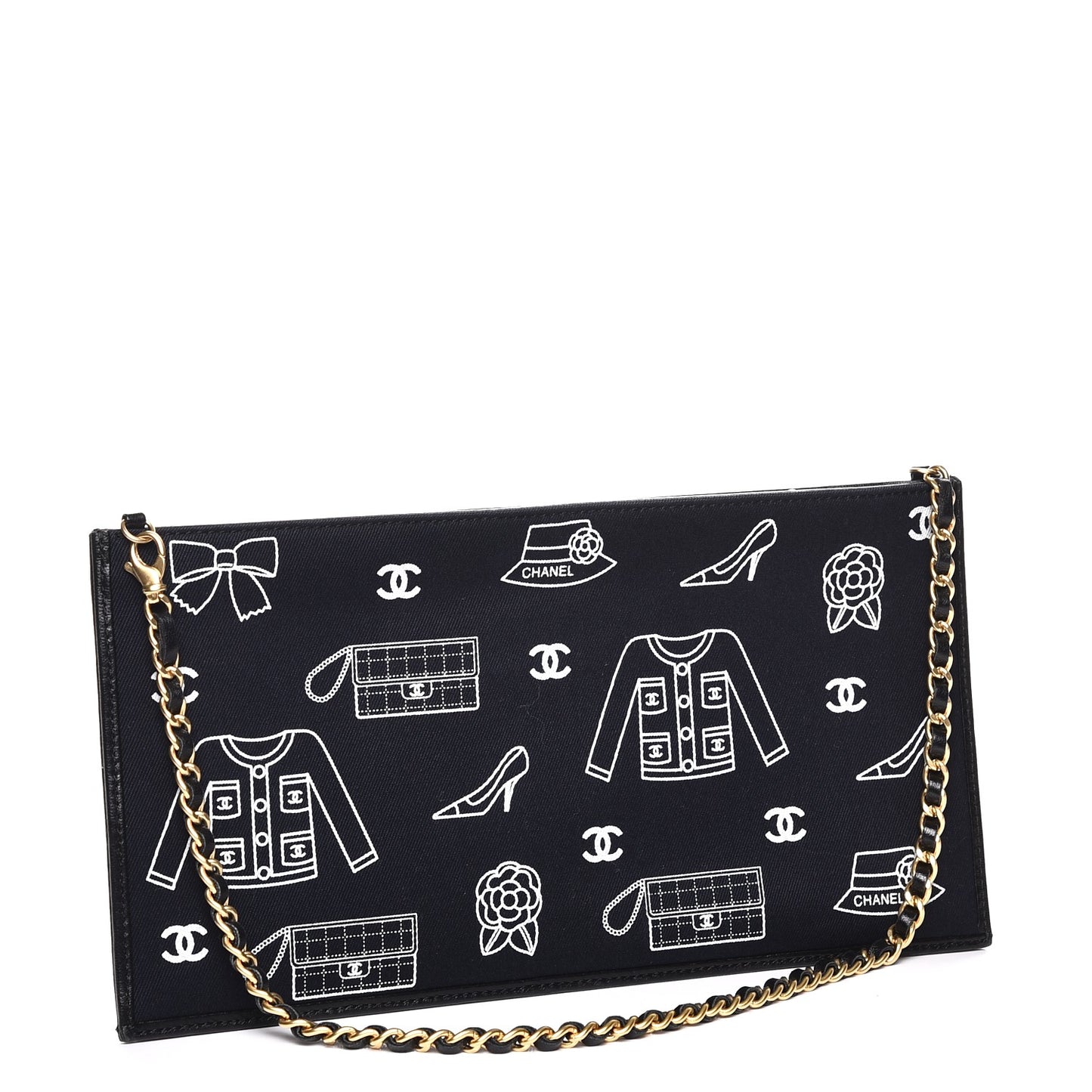 Printed Canvas Symbols Pochette Black