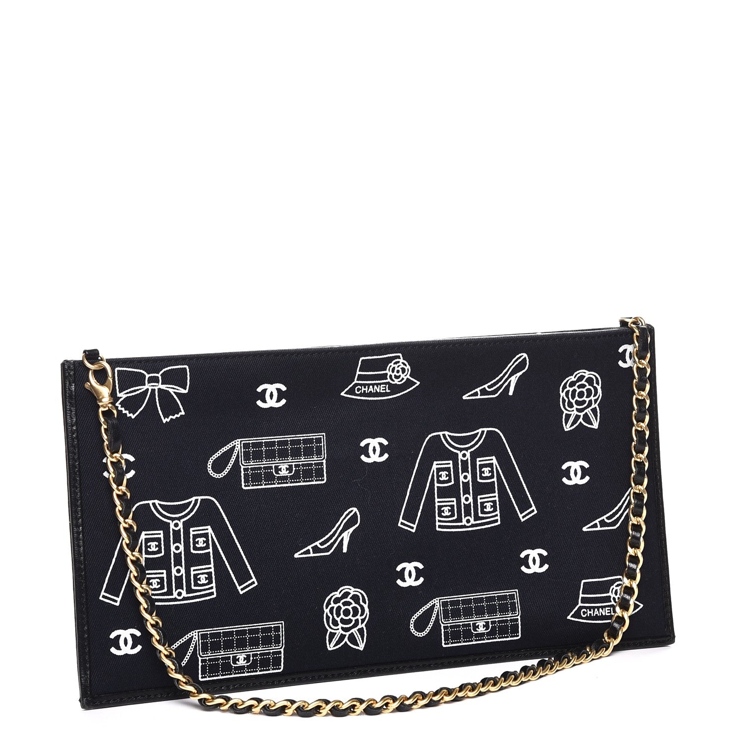 Chanel Printed Canvas Symbols Pochette Black 3 of 8