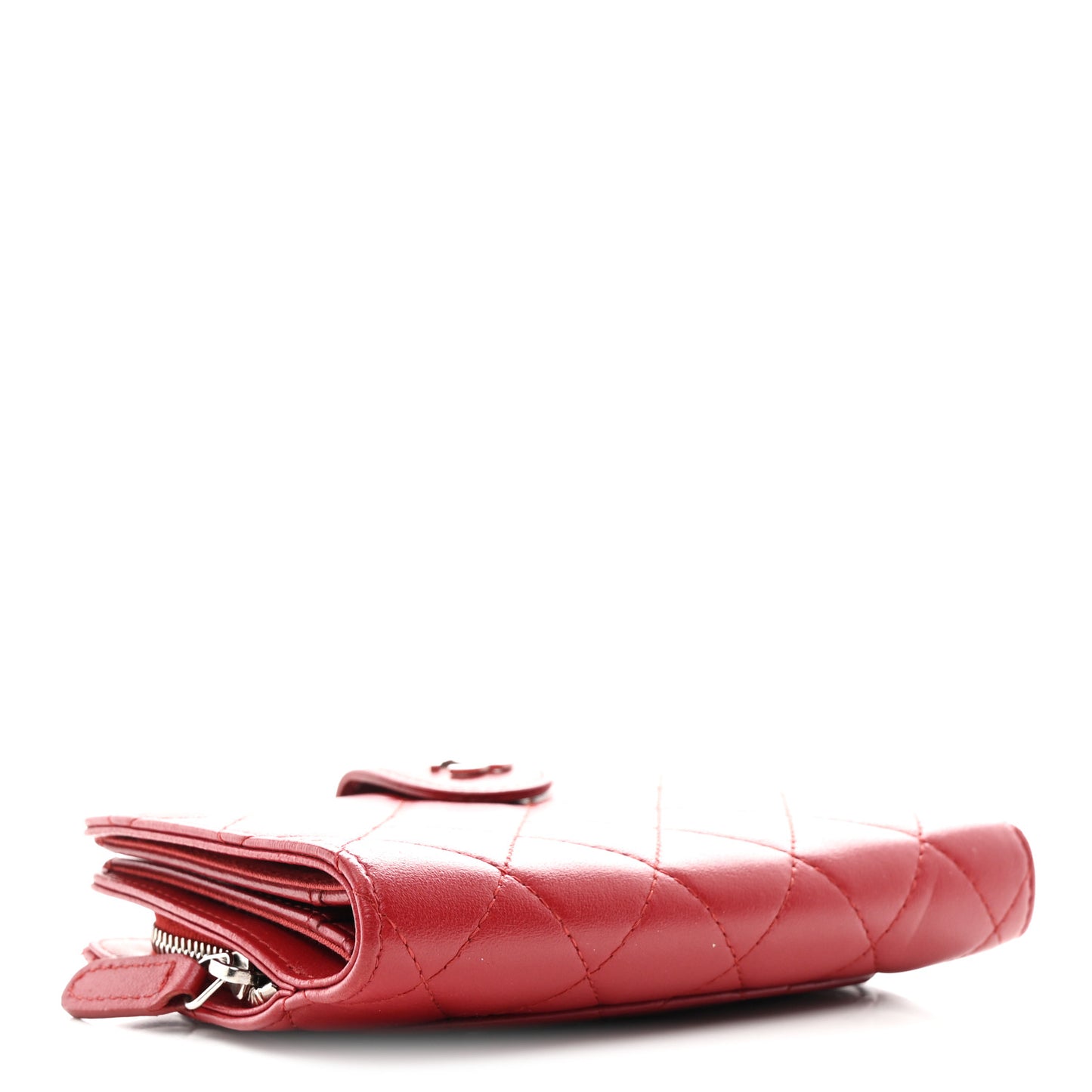 Lambskin Quilted CC French Wallet Red