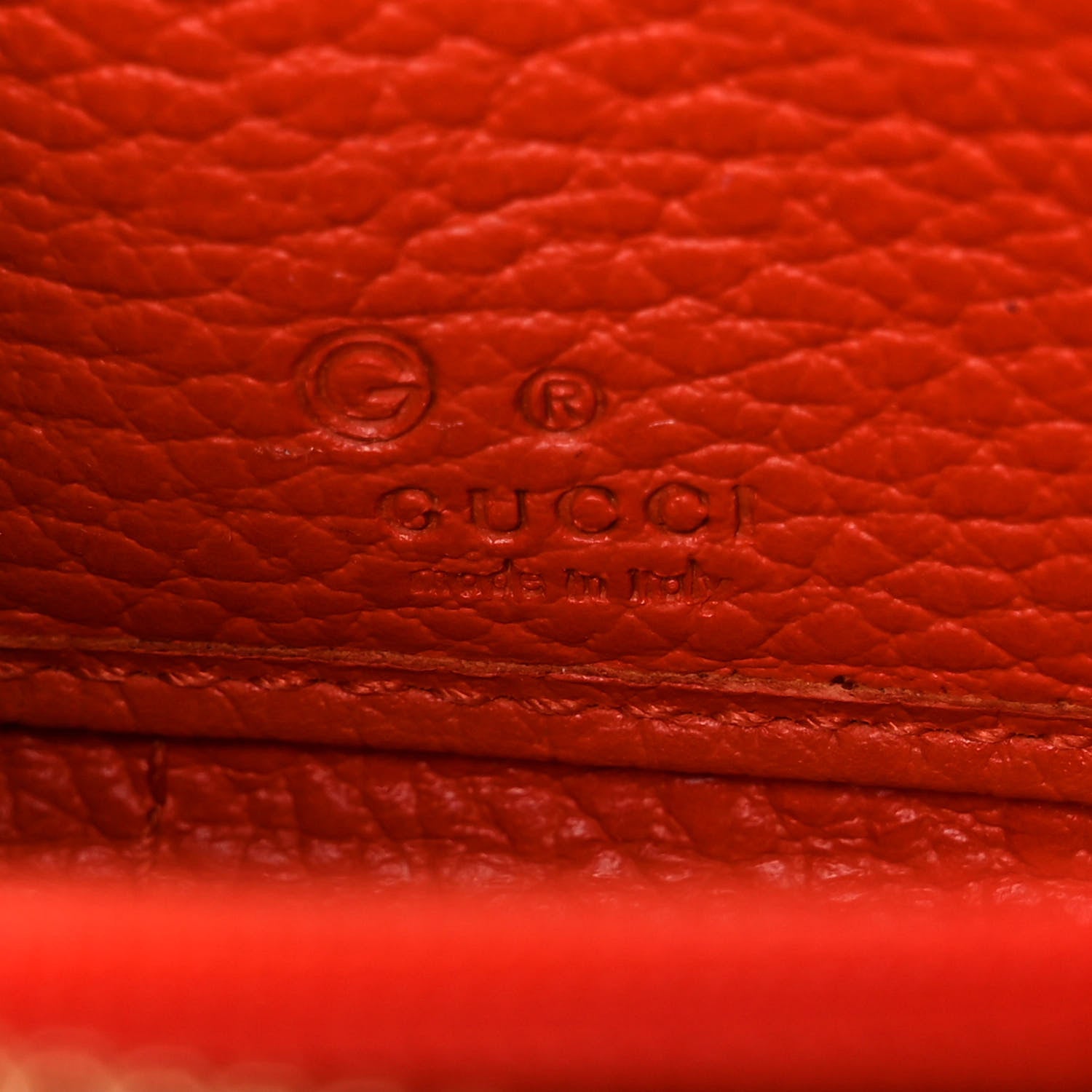 Gucci Monogram Dollar Calfskin Zip Around Wallet Beige Ebony Sun Orange 6 of 11
