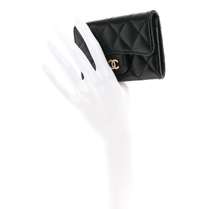Chanel Caviar Quilted Flap Card Holder Wallet Black 2 of 9
