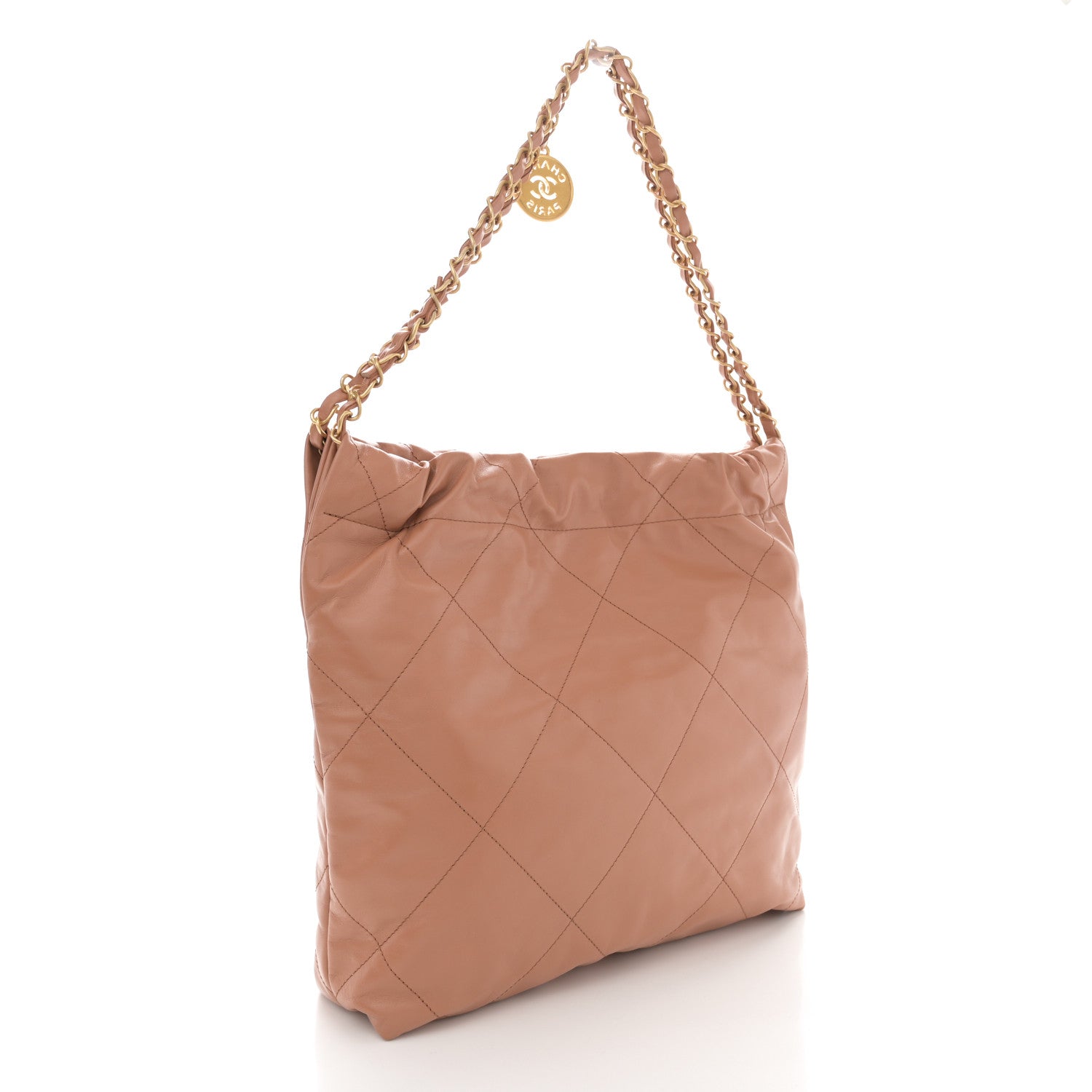 Chanel Shiny Calfskin Quilted Small Chanel 22 Camel 4 of 12