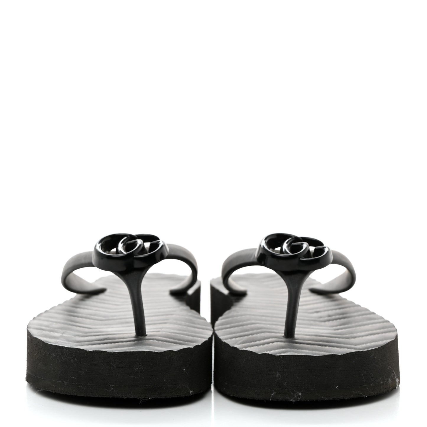 Rubber Chevron Womens GG Thong Sandals 40 Black