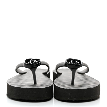 Gucci Rubber Chevron Womens GG Thong Sandals 40 Black 2 of 9