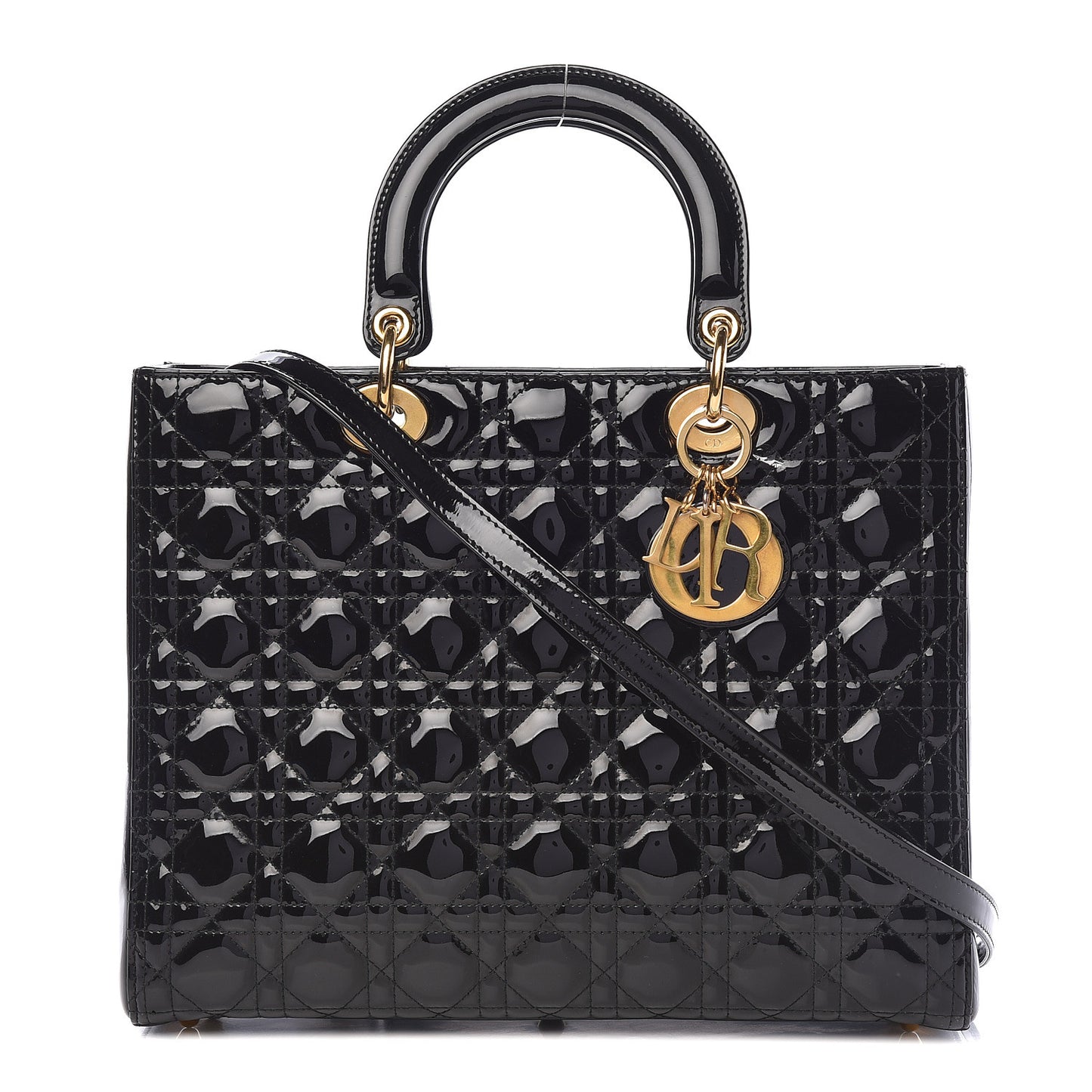 Patent Cannage Large Lady Dior Black