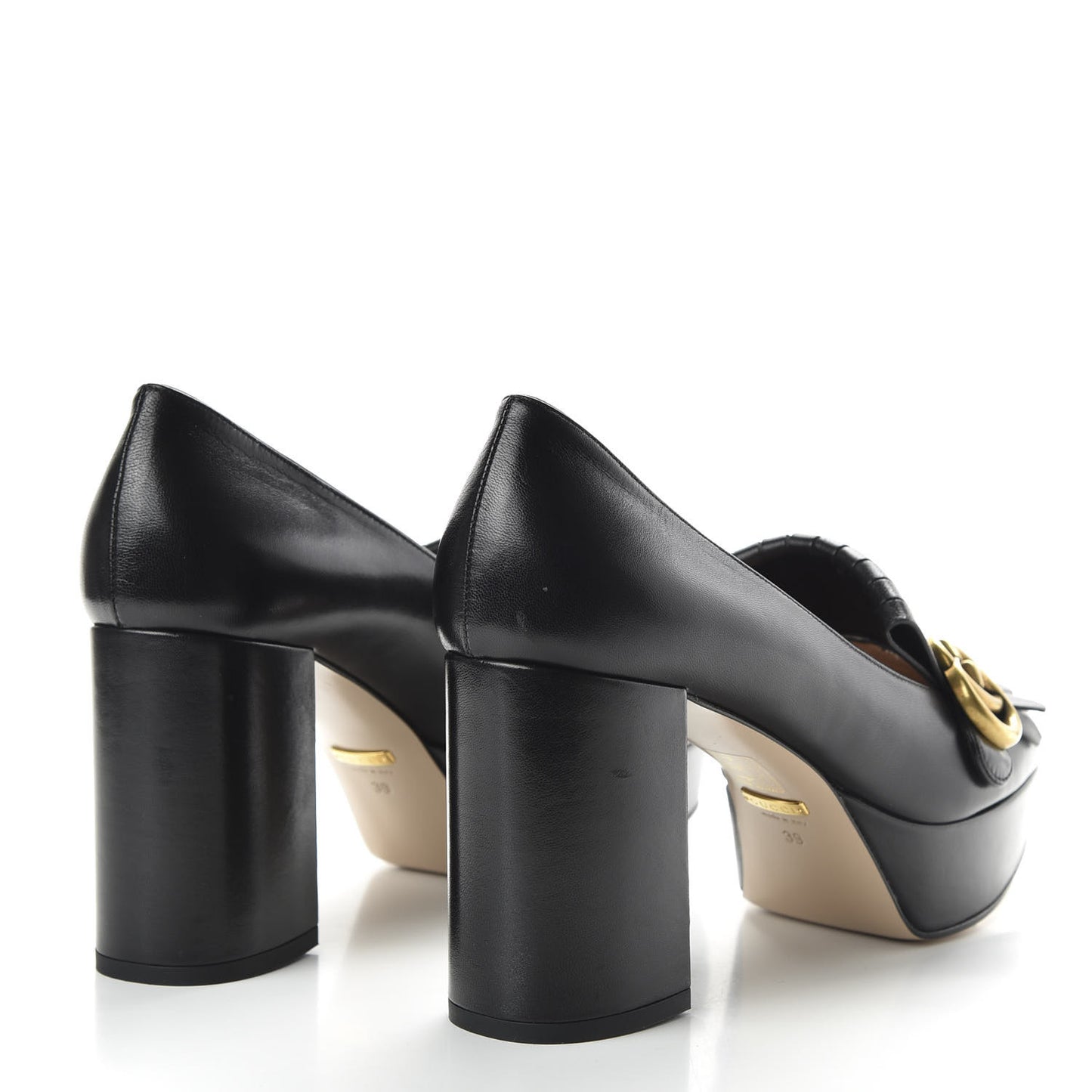 Malaga Kid GG Marmont Fringe Platform Loafer Pumps 39 Black