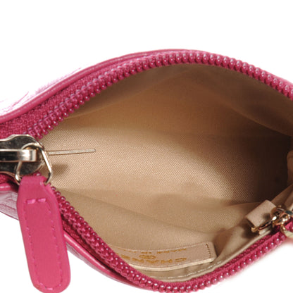 Chanel Lambskin Camellia Embossed Key Holder Case Fuchsia 6 of 8