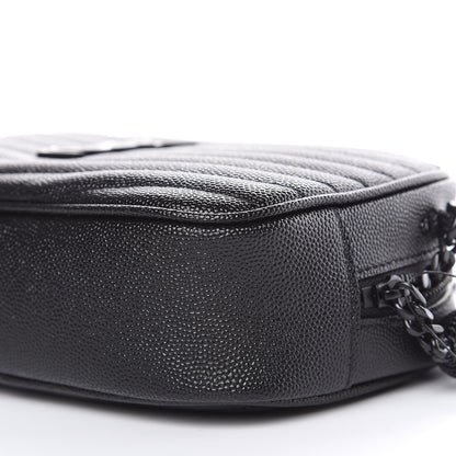 Saint Laurent Grain De Poudre Matelasse Monogram Mini Lou Camera Bag Black 7 of 11