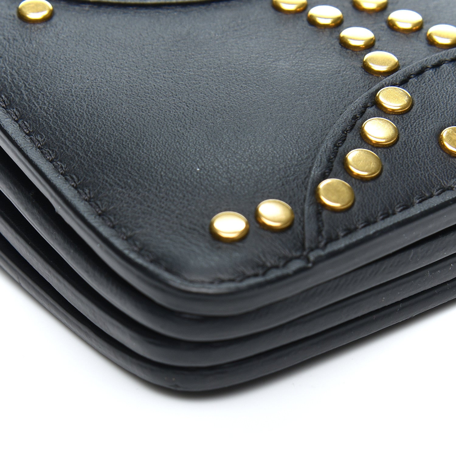 Chloe Calfskin Suede Studded Medium Faye Shoulder Bag Black 7 of 9