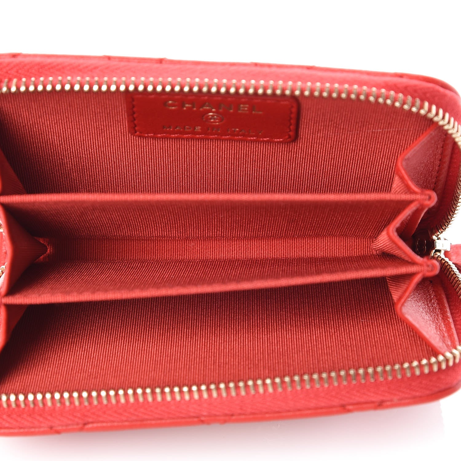 Chanel Lambskin Quilted Camellia Zip Coin Purse Red 5 of 7